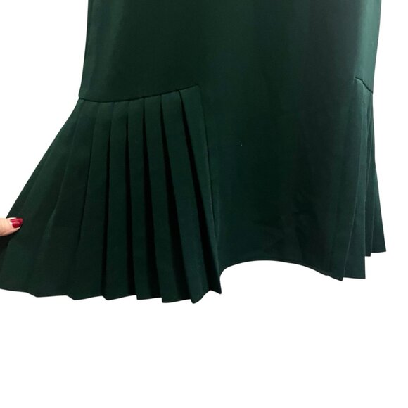 Zara Pleated Hem Dark Green Mini Dress Size M Zipper Back Party Cocktail Y2K - Picture 6 of 13
